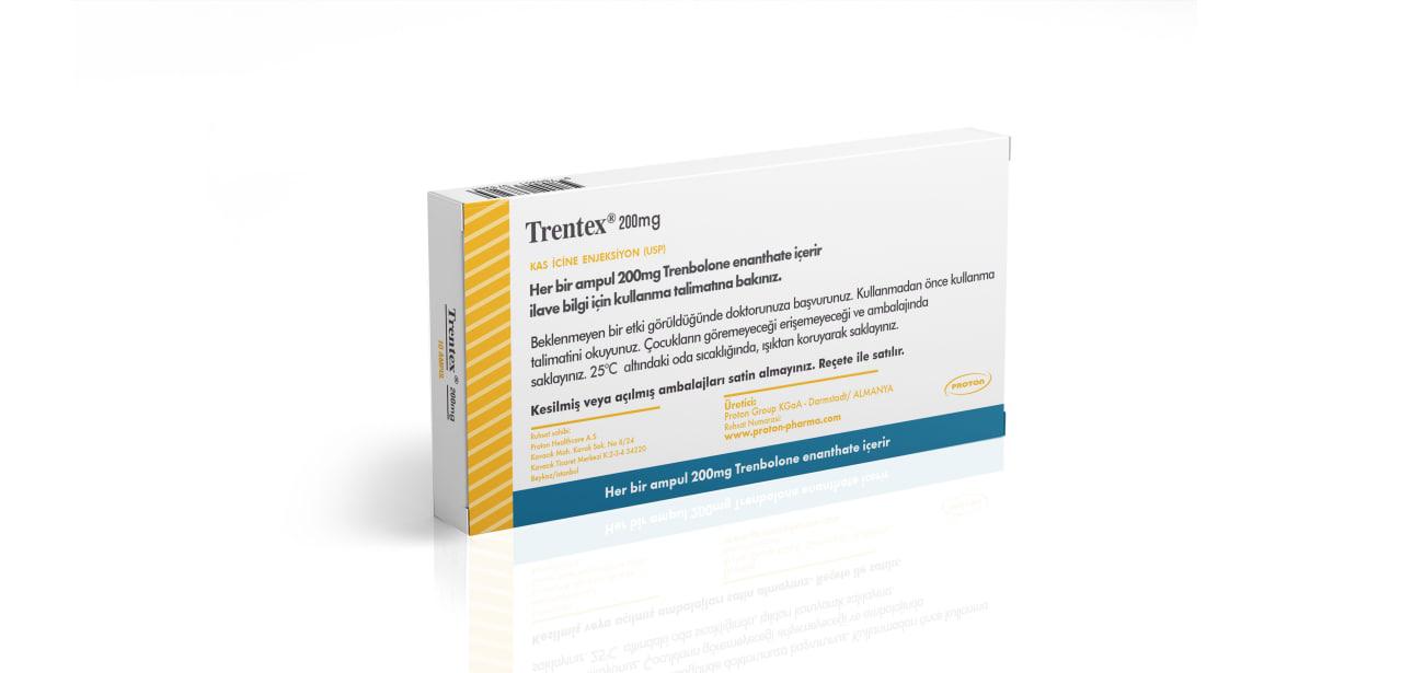 Trentex Trenbolone Enanthate 200 mg/mL vial by Proton Pharma, back-facing view