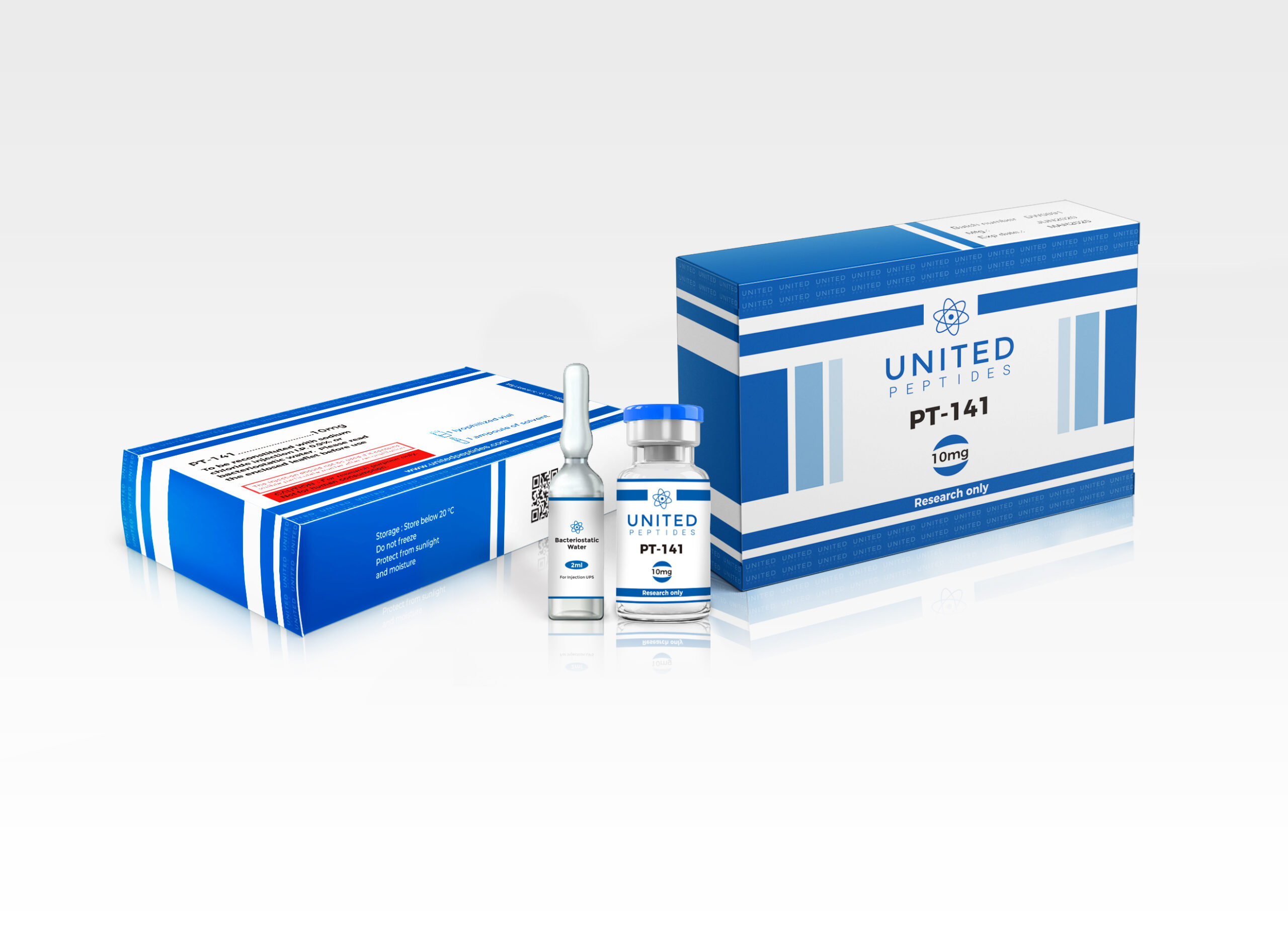 United Peptides PT-141 (Bremelanotide) 2mg peptide vial on a white background
