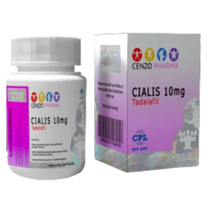 Cenzo Pharma Cialis 20mg tablets – 50-count bottle showing label and tablet blister packaging.