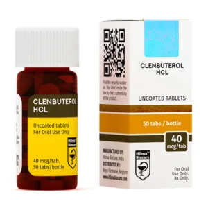 Hilma Biocare Clenbuterol 40mcg tablet blister pack, 50 tablets, on white background