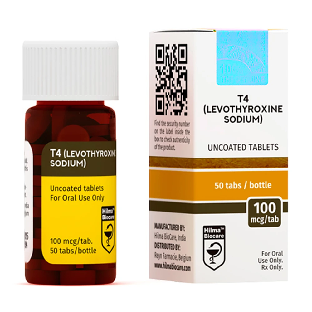 T4 50mcg tablets by Hilma Biocare provide thyroid hormone replacement for hypothyroidism and thyroid disorders.