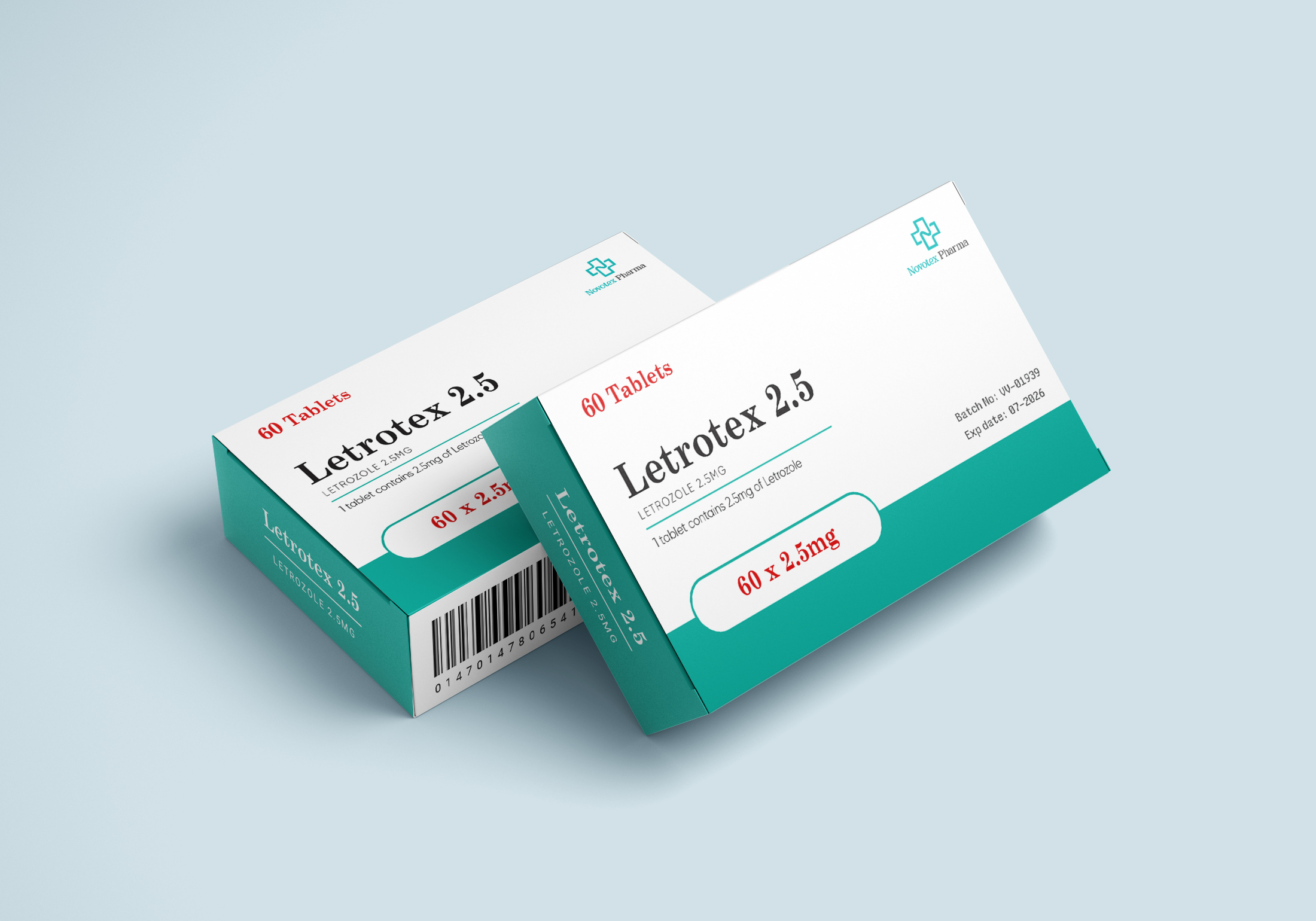 Letrotex letrozole 2.5 mg tablets blister-packed by Novotex Pharma for lab and analytical use