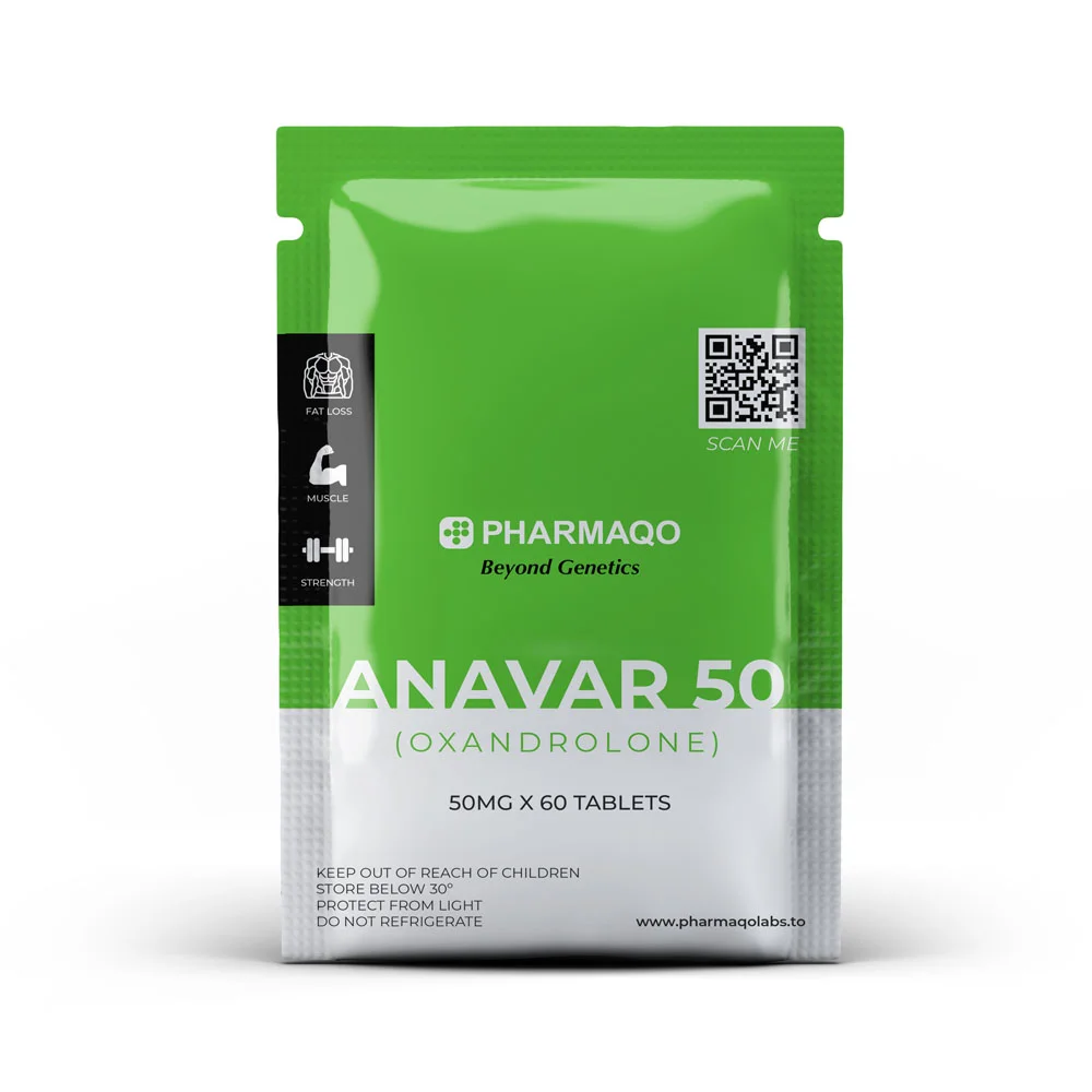 PharmaQo Anavar 50 pack with 60 tablets – 50 mg Oxandrolone oral tablets for research use