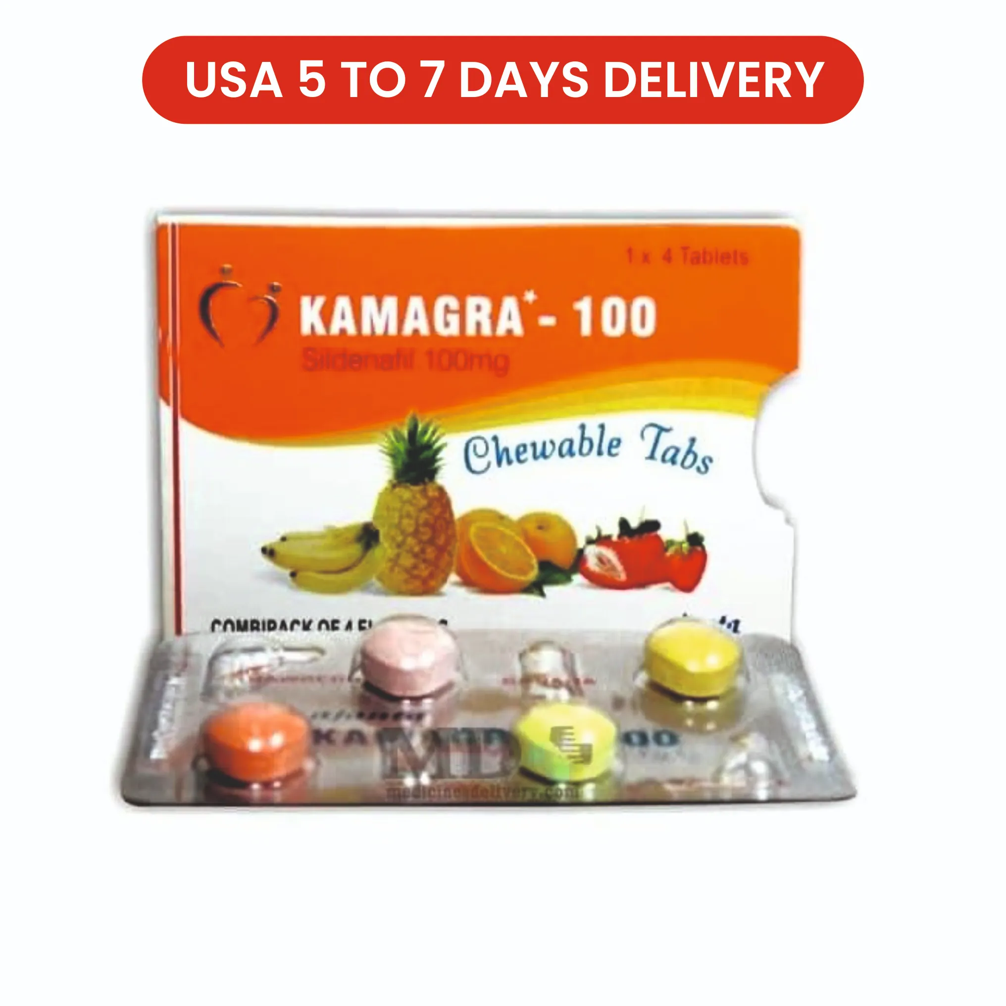 Kamagra Chewable 100 mg Sildenafil Citrate Tablets 4 Count – Ajanta Pharma
