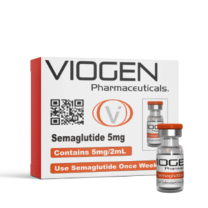 Semaglutide 5 mg vial and 2 mL bacteriostatic water by Viogen Pharmaceuticals for analytical use
