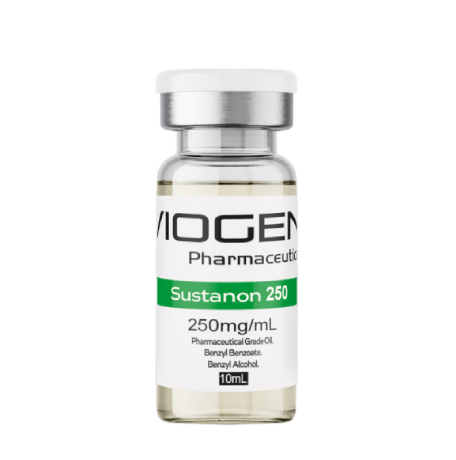 Sustanon 250 mg/mL injectable vial by Viogen Pharmaceuticals for laboratory use