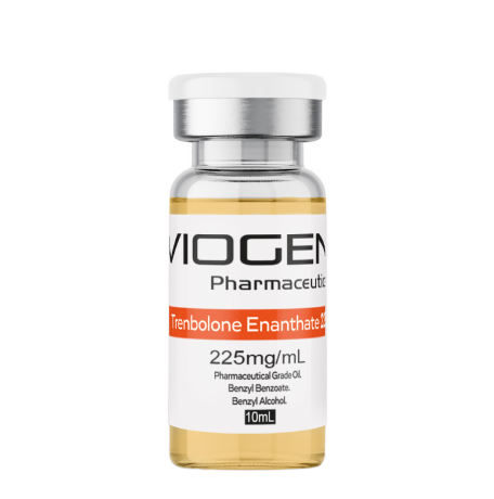 Trenbolone Enanthate 225 mg/mL injectable vial by Viogen Pharmaceuticals for laboratory and analytical use